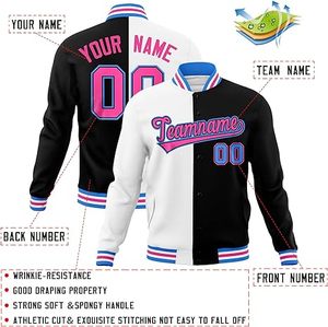 Chaqueta Varsity de Béisbol Reversible de Poliéster 100% con Logotipos Estampados en Relieve Personalizados de Alta Calidad, Tallas Grandes - Product Image 6