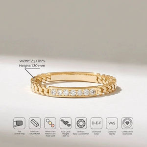 Anillo de Bodas de Diamante Cultivado en Laboratorio de Oro Sólido de 18 Quilates Personalizado para Mujer, Estilo Clásico y Moderno, Joyería Perfecta para Regalo de Bodas - Product Image 6