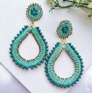 Boucles d'oreilles créoles avec perle en céramique, boucles d'oreilles multi-perles personnalisées, bijoux de fête pour femmes au meilleur prix, boucles d'oreilles à perles - Product Image 6