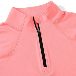 Camiseta para Mujer con Cierre de Cremallera de un Cuarto, Manga Larga, Deportiva, Casual, de Color Sólido, Secado Rápido, Transpirable, de Punto, Algodón Ecológico - Product Image 4