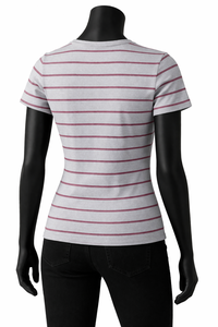 เสื้อยืดผ้าฝ้ายลายทางสำหรับผู้หญิง ทรงเข้ารูป แขนสั้น คอกลม เสื้อยืดพื้นฐานสำหรับผู้หญิง ขายส่ง - Product Image 6