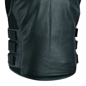 Nuevo Chaleco de cuero de alta calidad para hombre, bolsillos con cremallera y lados trenzados con cordones - Product Image 2