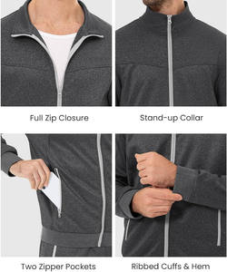 Custom Regular Fit Streetwear 2 in 1 Jogging <b>Tracksuit</b> Set Stand Collar Wholesale Running Sports Wear Printed - Product Image 2