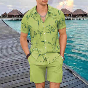 Camiseta y pantalones cortos de manga corta con estampado floral informal de verano para hombre, conjuntos con patrón 3D al por mayor - Product Image 3