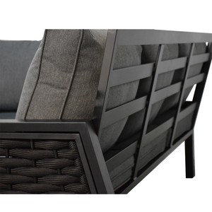 Set di Mobili da Giardino ARIANA in 3 Pezzi, Colore Nero, Resistente alle Intemperie, per Patio o Balcone, Durevole per Uso Esterno con Cuscini - Product Image 6