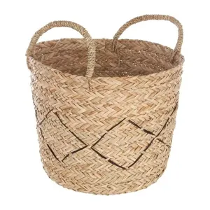 Weaved Flower Basket Handwoven Storage Basket With Round Plant from Vietnam For Home Decor