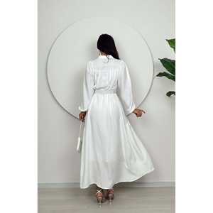 ชุดเดรสทรงเอไลน์ผ้าซาตินริบสองชิ้น รุ่น 1015 เอวธรรมชาติ ระบายอากาศได้ดี - Product Image 5