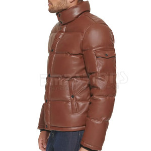 Custom Design Winter Arrival Lightweight Windbreaker Men Outdoor Padded <b>Bubble</b> <b>Coats</b> Puffer Leather Jacket - Product Image 3