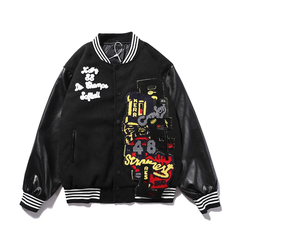 Chenille patchs broderie Streetwear manches en cuir hiver hommes collège Baseball Varsity veste Logos Varsity veste - Product Image 6