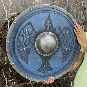 Escudo Vikingo JEXMOO Hecho a Mano de 24 Pulgadas, de Madera y Acero con Alto Contenido de Carbono, Diseño de Copa Central, con Soporte Compatible y Personalizable - Product Image 4