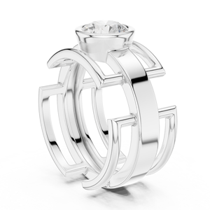 Exquisite White Gold 18K Brilliant Cut Prong Set Diamond Engagement <b>Ring</b> Rhodium Plated <b>Resizable</b> Special Event Jewelry - Product Image 4