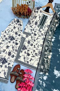 100% ฤดูหนาวผ้าไหมแท้ & นุ่ม/ฤดูมรสุมสวยพิเศษดีไซน์คอเสื้อแบบลำลองลาย salwar kameez พร้อมการตัดเย็บแบบมินิมอล - Product Image 4