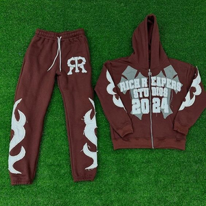 ชุดกีฬาผ้าฝ้าย100% ระดับมืออาชีพสำหรับผู้ชายเสื้อผ้าแนวสตรีทป้องกันแบคทีเรียพิมพ์ลายใส่สบายโลโก้ได้ตามต้องการ - Product Image 3