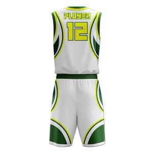 ชุดบาสเก็ตบอลสำหรับมืออาชีพสีขาวและสีเขียวระบายอากาศได้ดีสไตล์ที่กำหนดเอง - Product Image 3