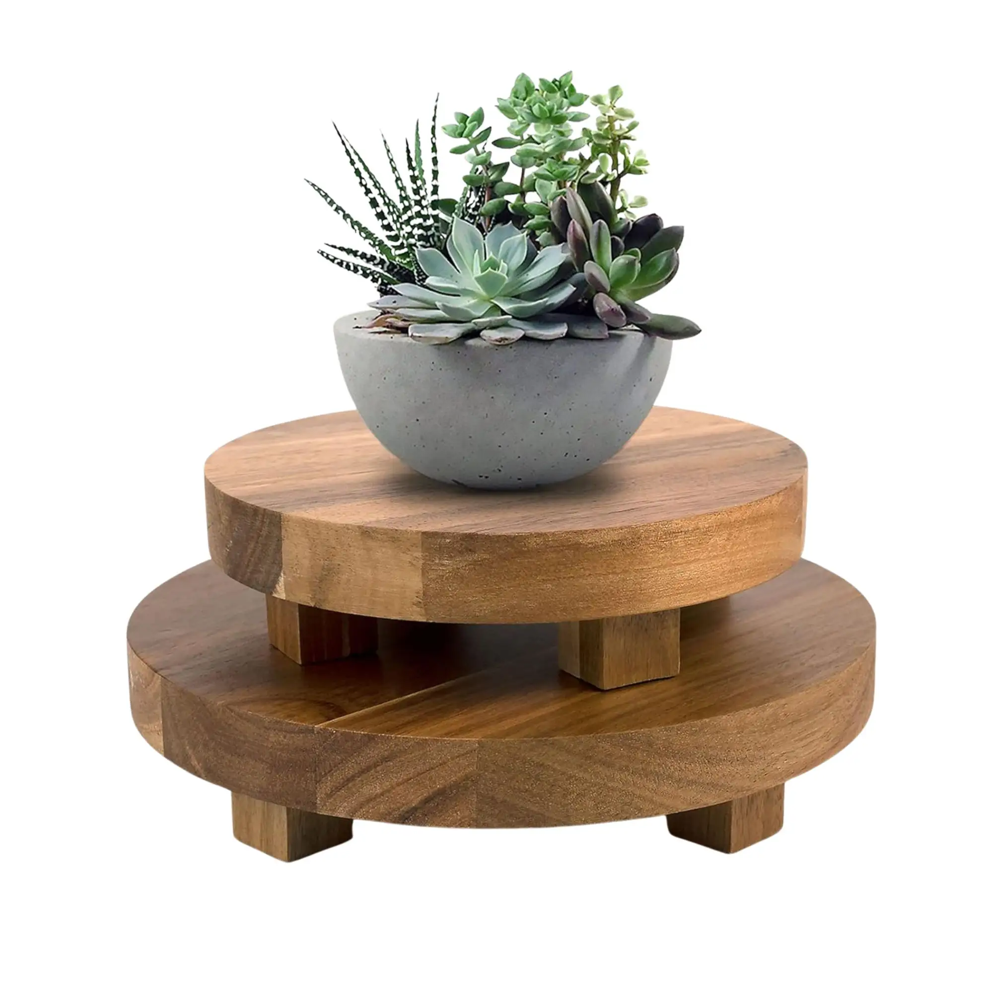 Top-selling Natural Acacia Wood Pedestal Stand for Farmhouse Decor Display - Kitchen Wooden Risers