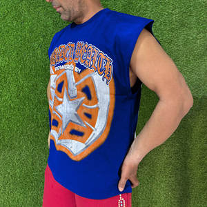 เสื้อยืดใส่ได้ทั้งชายและหญิงสำหรับฤดูร้อนเสื้อยืดแขนกุดผ้าคอตตอน100% สกรีนลายเฮงแนววินเทจ - Product Image 3