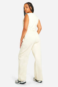 Conjunto de Chaleco Sin Mangas a Medida con Pantalones Anchos a Juego, Diseño Minimalista, Atuendo Casual Coordinado, Logotipo Personalizado, Chándales para Mujer - Product Image 2