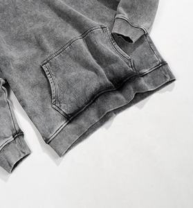 Sudadera con capucha personalizada de algodón 100% de gran tamaño lavada con ácido para hombre - Product Image 6