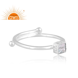 Anillo apilable de piedras preciosas de Topacio azul natural de plata de ley fina de última tendencia, fabricante de joyería personalizada - Product Image 3
