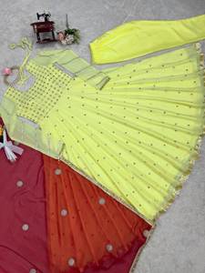 Mehr Top de Georgette de imitación Grace sin costuras, Pantalón de algodón con detalle de lentejuelas de 51 pulgadas de altura, trabajo de encaje, Dupatta, talla M a XXL - Product Image 5