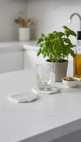 Sous-verre octogonal en marbre blanc premium AG Elements, 3 mm d'épaisseur, résistant à la chaleur, style contemporain, écologique, pour table