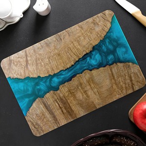 Tabla Multiusos de Resina Azul con Diseño de Olas Modernas, Ideal para Cocina, Exhibición de Mesa y Fotografía de Alimentos, Procedente de la India - Product Image 2