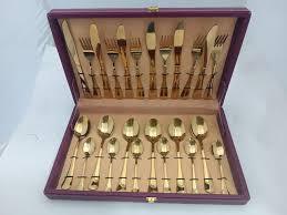 Cubiertos De Oro personalizados, juego De cubiertos De lujo De latón para boda, cuchara, tenedor, cuchillo, 24 piezas, juego De cubiertos De acero inoxidable con caja de regalo - Product Image 4