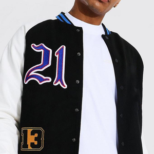 Vestes pour hommes Veste pour hommes Varsity Baseball personnalisée Veste noir blanc Letterman College Style Streetwear Laine Cuir Manches - Product Image 5