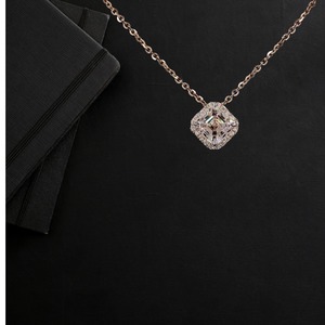 1,14 Ct Asscher Cut Lab Grown Diamond Collar 14K Rose Gold Colgante ligero Joyería elegante para el uso diario sofisticado - Product Image 4