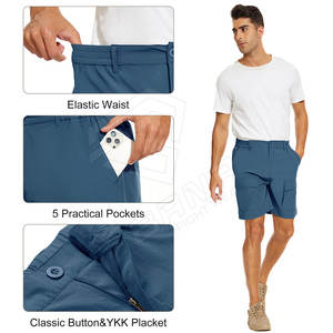 กางเกงขาสั้นคาร์โก้ผ้าลูกฟูกผู้ชายสไตล์สตรีทแวร์ลำลองสำหรับฤดูร้อน ดีไซน์หลายกระเป๋า ลายเรียบ ระบายอากาศได้ดี กันน้ำ - Product Image 4