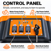 AS-690 Nouvelle balayeuse de sol à batterie 12V haute efficacité, largeur de balayage de 1280 mm, machine de nettoyage industrielle électrique, fonction de pulvérisation d'eau