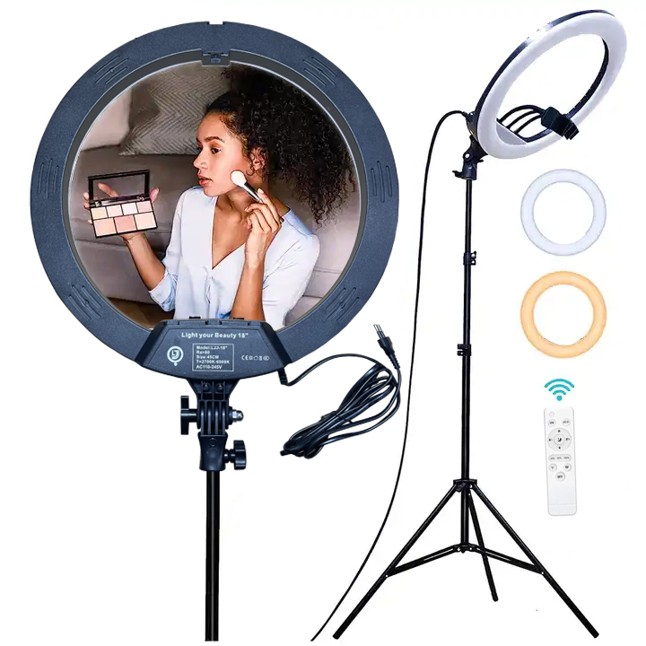 Vente chaude 22 pouces avec trépied lumière professionnelle LED lumière d'appoint selfie photographie flash anneau lumineux