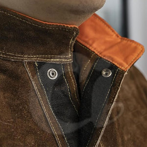 Léger coupe ample col montant veste de soudage de printemps couleur unie respirant imperméable cuir FR coton hommes de haute qualité - Product Image 5