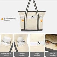 Sac fourre-tout en toile de coton personnalisé pour femmes, grande ouverture, petit sac fourre-tout avec logo imprimé personnalisé