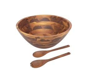 Nouveau personnalisé écologique vague ovale bateau forme acacia bois légumes fruits salade mélange bol de service avec fourchette cuillère ensemble - Product Image 3