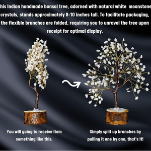 Pierre semi-précieuse naturelle arc-en-ciel pierre de lune pierre précieuse arbre 100 puces cristal arbre Feng Shui Figurine pour la décoration de la maison - Product Image 5