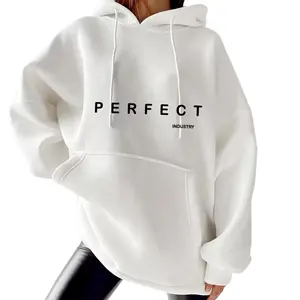 2023 New Style OEM Items Casual Oversize Custom Logo Printing Polyester White Hoodie Plain High Quality Pullover Women Hoodies