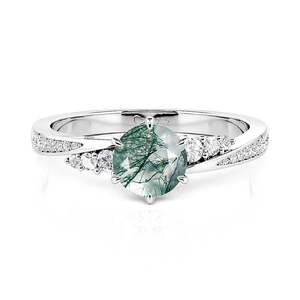 Jeulia Twisted Heart <b>Moss</b> <b>Agate</b> Promise <b>Engagement</b> <b>Ring</b> - Product Image 3