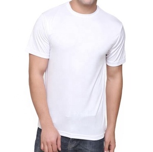 Promocional 100% poliéster camiseta en blanco de manga corta logotipo personalizado color sólido liso camisetas unisex disponibles a precio al por mayor - Product Image 5