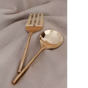 Ensemble de service à salade moderne de luxe en bois de taille standard avec poignée en pierre de marbre pour ustensiles de cuisine essentiels couverts - Product Image 4