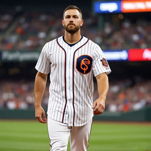 เสื้อเจอร์ซีย์ใส่เล่นเบสบอลกระดุมเต็มหน้าเสื้อยืดลำลองสำหรับผู้ชายเสื้อเบสบอลลายทางที่กำหนดเอง - Product Image 1