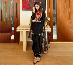 Black and White Traditional abaya <b>dress</b> for Women <b>Eid</b> Ramzan Special Salwar Kameez Readymade Dhoti Style Pant Natural <b>Pakistani</b> - Product Image 1