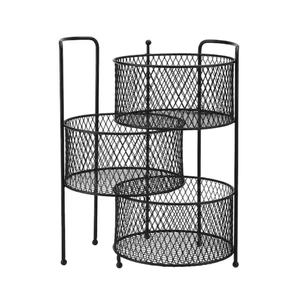 Panier de rangement en fil de fer de style vintage avec 3 niveaux, design moustache, finition noire, organisateur de rangement de cuisine, panier à fruits en fil de fer - Product Image 4