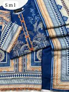 3 piezas Premium impreso cosido Lawn kameez Salwar Anarkali - Product Image 3