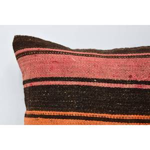 Brown Wool Kilim <b>Patchwork</b> Pillow 16x16 Inch Decorative Accent Pillow Vintage Floral Print Woven <b>Bedding</b> Floor Portable - Product Image 2