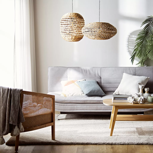 Pantalla de lámpara de jacinto de agua tejida a mano, pantalla decorativa ecológica para interiores rústicos y bohemios, cubierta de pantalla - Product Image 5