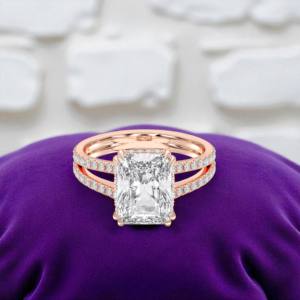 เบาะเพชรโมอิส5.53กะรัต & แหวนหมั้นเพชรตัดกลม E-F เงิน/VVS-VS (5.00CT กลาง) สำหรับเธอ - Product Image 3