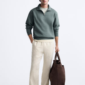 Best Quality Fabric Products Street Wear <b>Half</b> <b>Zip</b> <b>Sweatshirt</b> Best Design Custom Logo Made Basics <b>Half</b> <b>Zip</b> <b>Sweatshirt</b> For <b>Men</b> - Product Image 3