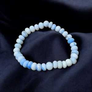 กำไลข้อมือลูกปัดสีฟ้าโอปอลยืดได้7-8มม. เครื่องประดับอัญมณีลูกอมเทรนด์ชายหาดฤดูร้อนของผู้หญิงแฟชั่น2025น้ำหนักเบา - Product Image 2