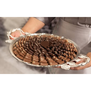 Bandeja de chocolate de Metal plateado de la mejor calidad con mango Floral, bandeja decorativa Vintage para servir dulces para accesorios de Hotel en casa - Product Image 2